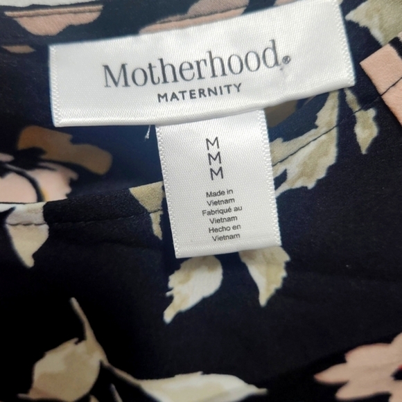 Motherhood Maternity Black Beige Floral Peplum Maternity Top Size M Zipper Back - Picture 6 of 6